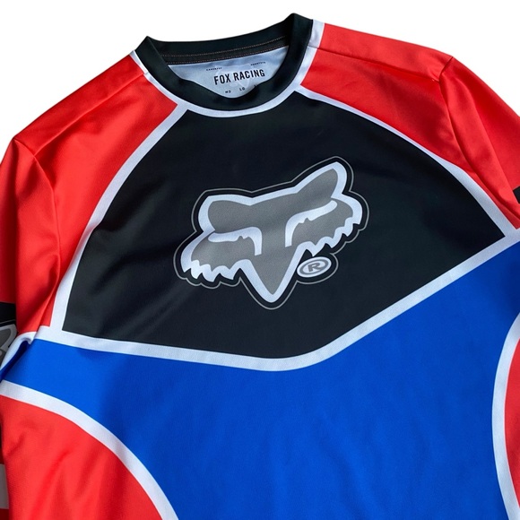 Fox Racing Jersey Adult Small Long Sleeve Red White Blue Lightweight Performance - Picture 2 of 7